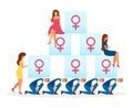 Matriarchy political system metaphor flat vector illustration Royalty Free Stock Photo