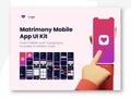 Matrimony App UI Kit for Responsive Mobile App or Website with Different Screens as Login, Details, Create User Royalty Free Stock Photo