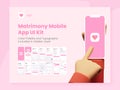 Matrimony App UI Kit for Responsive Mobile App or Website with Different Screens as Login, Details, Create User Royalty Free Stock Photo