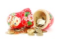 Matrioshka with coins Royalty Free Stock Photo