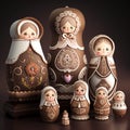 Matrioshka dolls, gingerbread family. Generative AI