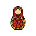 Matrioska, nesting doll doodle icon, vector illustration