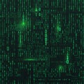 Matrix of binary numbers. Sci-fi Background. Binary computer code. Green digital numbers. Futuristic hacker abstraction backdrop.