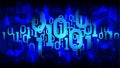 Matrix blue background with binary code, shadow digital code in abstract futuristic cyberspace, cloud of big data Royalty Free Stock Photo