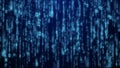 Matrix byte of binary data rian code running abstract background in dark blue digital Royalty Free Stock Photo
