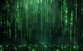 Matrix code background with green binary numbers falling down dark background Royalty Free Stock Photo