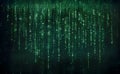 Matrix code background with green binary numbers falling down dark background Royalty Free Stock Photo