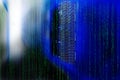 Matrix code Blade server is a close-up with motiom and blur Royalty Free Stock Photo