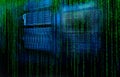 Matrix code Blade server is a close-up with motiom and blur Royalty Free Stock Photo