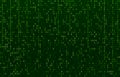 Matrix code stream. Green data codes screen, binary numbers flow and computer encryption row screens abstract vector