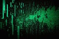 Matrix digital background with the structure of green numbers and symbols. Generative AI Royalty Free Stock Photo