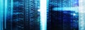 Matrix Futuristic theme multiple exposure binary numbers. Data center Website Banner.