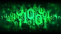 Matrix green background with binary code, shadow digital code in abstract futuristic cyberspace, cloud of big data Royalty Free Stock Photo