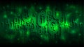 Matrix green background with binary code, shadow digital code in abstract futuristic cyberspace, artificial intelligence Royalty Free Stock Photo