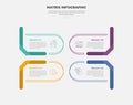 matrix grid structure infographic outline style with 4 point template with round box with flipped ribbon on outside for slide