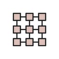 Matrix interconnected system, blockchain, cryptocurrency flat color icon.