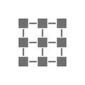 Matrix interconnected system, blockchain technology, block chain grey icon.