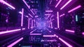 A matrix of neon purple beams intersecting and forming a gridlike structure that feels like a throwback to oldschool