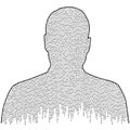 Matrix numbers portrait head, digital code anonymous identity avatar