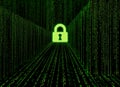 Matrix style cyber locked corridor as big data storage locked