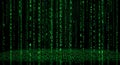 Matrix Style Green Digital Code Rain with Reflective Floor Royalty Free Stock Photo