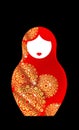 Russian nesting doll matryoshka, icon Luxury red Russian doll with golden mandala ornament. Indian woman sari style. isolated