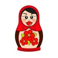 Matryoshka doll dressed in a sarafan with flower ornament