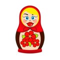 Matryoshka doll dressed in a sarafan with flower ornament