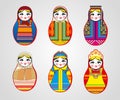 Matryoshka dolls in different outfits