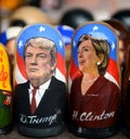 Matryoshka dolls with the image and the 45th President of the USA of Donald trump and Hillary Clinton on the counter of Souvenirs