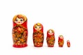 Matryoshka Dolls isolated on a white background. Russian Wooden Doll Souvenir Royalty Free Stock Photo