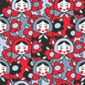 Matryoshka dolls - seamless pattern of Russian ne