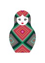 Matryoshka icon Russian nesting doll with geometric ornament vector isolated