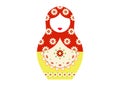 Matryoshka icon Russian nesting doll with ornament, isolated or white background Royalty Free Stock Photo