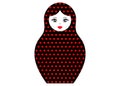 Matryoshka icon Russian nesting doll with ornament polka dot, vector isolated