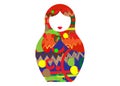 Matryoshka icon Russian nesting doll with ornament, Royalty Free Stock Photo
