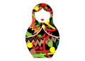 Matryoshka icon Russian nesting doll with ornament, Royalty Free Stock Photo