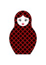 Matryoshka icon Russian nesting doll with red geometry ornament , vector isolated Royalty Free Stock Photo