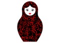 Matryoshka icon Russian nesting doll with red ornament , vector isolated Royalty Free Stock Photo