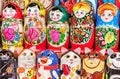Matryoshka is a national Russian souvenir. Russian wooden doll matryoshka on the counter of the gift shop. Nested doll