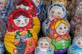 Matryoshka is a national Russian souvenir. Russian wooden doll matryoshka on the counter of the gift shop. Nested doll Royalty Free Stock Photo