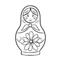 Matryoshka or Russian doll. Vector illustration in sketch style. Isolated on white background Royalty Free Stock Photo