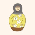 Matryoshka , Russian traditional wooden doll, vector pattern, el Royalty Free Stock Photo