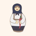 Matryoshka , Russian traditional wooden doll, vector pattern, el Royalty Free Stock Photo