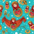 Matryoshka seamless pattern Royalty Free Stock Photo