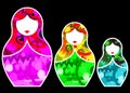 Matryoshka set stickers icon Russian nesting doll with abstract colorful ornament, vector illustration isolated Royalty Free Stock Photo