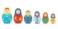 Matryoshka with tracery set. Traditional colored national Russian toy wooden girl with colorful flower ornaments