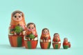 Traditional russian nesting dolls. Babushkas or matryoshkas Royalty Free Stock Photo