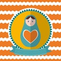 Matryoshka vintage card design. Green and orange. Vector Royalty Free Stock Photo