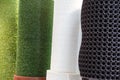 Mats roll plastic artificial synthetic grass green white brown and black rubber honeycomb floor covering. Industrial